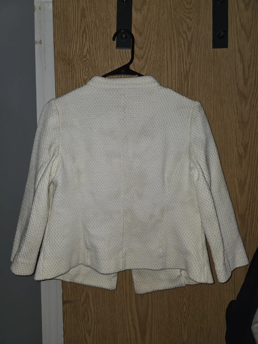 Alfani Textured Open-Front Zip-Pocket Blazer White Size 10